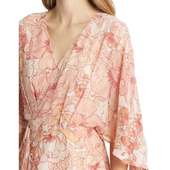 Embroidered dolman sleeve wrap dress. - Picture 6 of 7